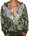CHRISTIAN AUDIGIER Ed Hardy SMET Mens Platinum Tattoo Logo Zip-Up Hoodie Hooded Sweatshirt Shirt Tee