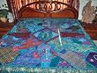 ZARDOZI EMBROIDERED BEADS SARI TAPESTRY BEDSPREAD COVERLET THROW WALL HANGING