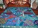 Tturquoise Blues Zardozi Embroidered Beaded Sari Tapestry Bedspread Coverlet Throw India 80x80
