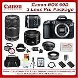 Canon EOS 60D DSLR Camera with 3 Canon Lens Pro Pack: Includes - Canon EF-S ....
