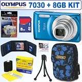 Olympus Stylus 7030 14 MP Digital Camera (Blue) + 8GB Accessory Kit