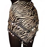 Belly Dance Coin Hip Scarf, Two Row Triangle, Georgette Fashion Colors Available