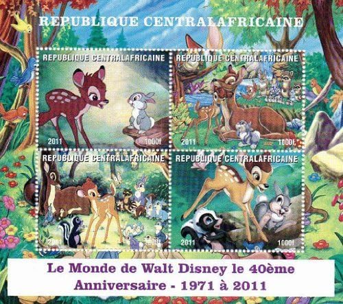 Disney stamps for collectors - Bambi - 4 mint condition stamps featuring stills from the Disney movie - Ideal nature stamps for collecting - 4 superb stamps - Mint NH