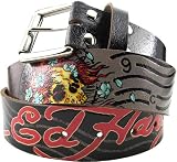 ED Hardy Black Frisco Vintage Ghost Tattoo Snap on Belt