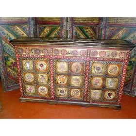 Fine Hand Painted Vaastu Designs Door Jaipur India Sideboard Buffet Chest by Mogulinterior
