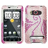Rhinestones Protector Case for HTC EVO 4G, Swirl Pink & White Full Diamond