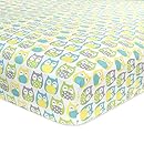 Carter's Cotton Fitted Crib Sheet, Owl/Grey/Yellow/Green/Blue