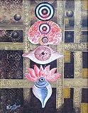Deep Meditation Oil and Acrylic on Canvas Contemporary Art Painting by Artist Kamal Sharma 24 x 18 inches