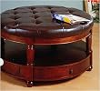 Black Vinyl Occassional Coffee Table Storage Ottoman with storage drawers