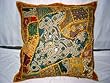 Yellow Green Indian Vintage Sari Patchwork Beaded Floor Pillows Cover 24" Yellow Green Indian Vintage Sari Patchwork Beaded Floor Pillows Cover 24"
