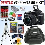 Pentax K-x 12.4 MP Digital SLR Camera (Black) with 18-55mm f/3.5-5.6 AL Lens + 16GB Deluxe Accessory Kit