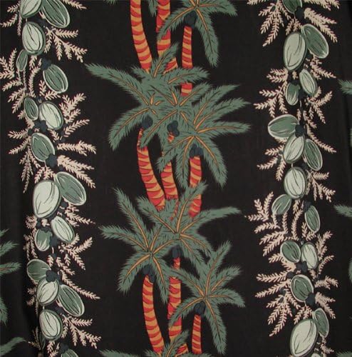 Long Tank Dress - Coconut Panel A-Shape 18" Side Slits Hawaiian Aloha Slip Dress in Black - L