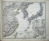 1876 STIELERS MAP JAPAN THAIWAN CANTON CHINA KOREA