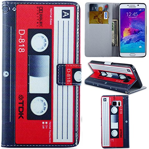 Note 5 Case,Galaxy Note 5 Case,Gift_Source [Stand Feature] Premium Magnetic Wallet Case With TPU Flip Case Cover for Samsung Galaxy Note 5 , Cassette Tape