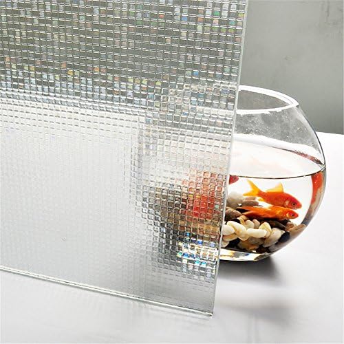 Small Mosaics Decorative Glass Self Adhesive Window Film Privacy Static Cling Film Uv Filtering (35.43 inches by 78.74 inches「90Cm x 200Cm」)