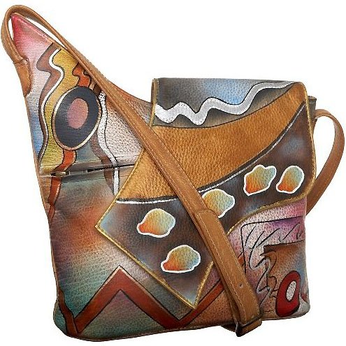 Anuschka Flap Sling Bag Abstract Twilight Leather Handbags