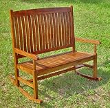 Traditional Wooden Double Porch Rocker in Stain (Stain) (43"H x 45"W x 21"D)