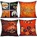 HOSL PW02 4-Pack Happy Halloween Square Decorative Throw Pillow Case Cushion Cover Spider Moon Bat Pumpkin