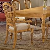 Set of 2 Dining Arm Chairs with Shell Back in Antique Pine Finish