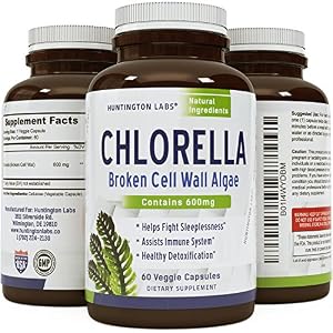 Immune Boosting Super Chlorella Extract - 600 mg Capsule Form - All Natural Antioxidant Pure Chlorella Powder + Best Chlorella with Broken Cell Walls to Detox + Fight Fatigue + aid Digestion + Liver