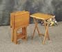 Set of 4 Solid Wood TV Dinner Tray Tables with Stand