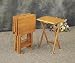 Dinner Tables - Set of 4 Solid Wood TV Dinner Tray Tables with Stand