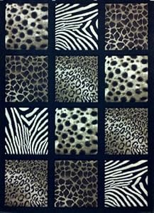 Modern Area Rug Animal Prints 5 Ft 2 in X 7 Ft 3 in Design # S 251 Black