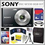 Sony DSC-W330 14.1MP Digital Camera with 4x Wide Angle Zoom with Digital Steady Shot Image Stabilization and 3.0 inch LCD in Black + 8GB Deluxe Accessory Kit