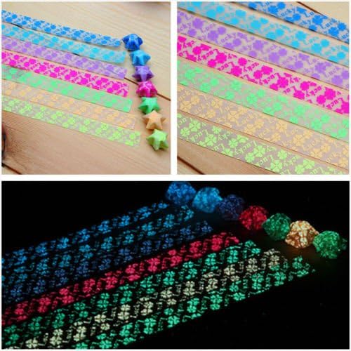 Love Glow in Dark Lucky Star Origami Folding Strip Craft Paper, four-leaf flower Set 40