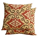 plantation outdoor furniture-Home Outdoor 2-Piece Toss Pillow Set - Red Scroll