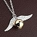 Harry Potter Golden Snitch the Deathly Hallows Wing Charm Gold Ball Pendant Chain Necklace 50CM