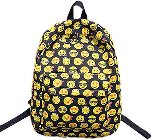 Emoji Bag,MataMata Casual Funny Emoji Print Smile Face Schoolbag Backpacks for Boys and Girls (Black)