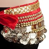 HOTER® Multi-Row Gold Coins Belly Dance Wrap & Hip Scarf, Simple Classical Style