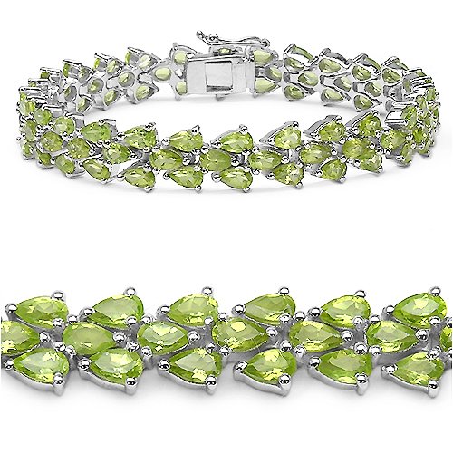 15 00 Carat Genuine Peridot 925 Silver Bracelet