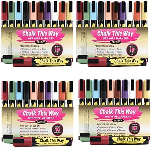 Chalk This Way Earthy Liquid Chalk Markers - 40 Pack. Rich Earth Tone Pens Ideal For Wedding Signs, Window Decoration, Chalkboard, Labels, Menu Boards