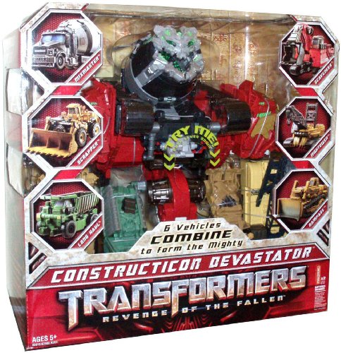 Transformers Movie Series 2 Revenge of the Fallen 14 Inch Tall 6 in 1 Voyager Class Combiner Pack Robot Action Figure Set - CONSTRUCTICON DEVASTATOR Combination of Mixmaster, Scrapper, Long Haul, Scavenger, Hightower and Rampage