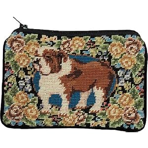 English Bulldog Dog Needlepoint Cosmetic Bag Case