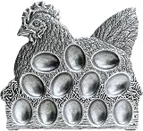 Pack of 2 Classic Hand Crafted Statesmetal Chicken Egg Serving Plates 10"
