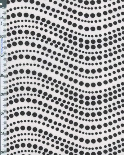 Stretch Poly Jersey Knit Dotted Wave Print Fabric By The Yard, White Black