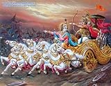 Lord Krishna and Arjun in Mahabharata / Geeta Updesha Poster (Size: 11X9 Inches Unframed)
