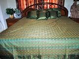7p Mediumseagreen Floral Sari India Bedding Bedspread Duvet King/ Queen.