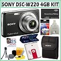 Sony Cybershot DSC-W220/B 12.1 MP Digital Camera in Black + Deluxe 4GB Accessory Kit