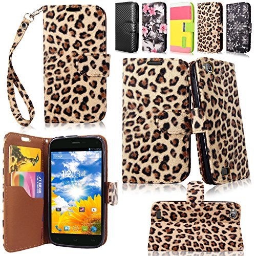 Cellularvilla Wallet Case for BLU Life Play L100A Brown Leopard Pu Leather Wallet Card Flip Open Pocket Case Cover Pouch
