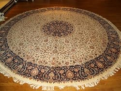 Handmade Indian Round Tabriz Rug 11'3"x11'3"