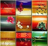 Modern Oil Painting on Canvas Stretched on Wooden Frame - Flowers Greetings
