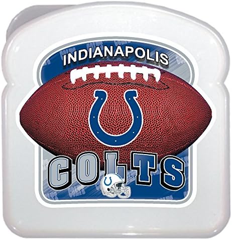 LaMi Products NFL Team Licensed BPA Free Anti Squish Sandwich Storage Box, Colts