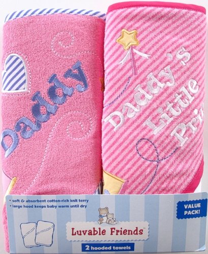 2 Pack I Love Hooded Towels Pink Daddy