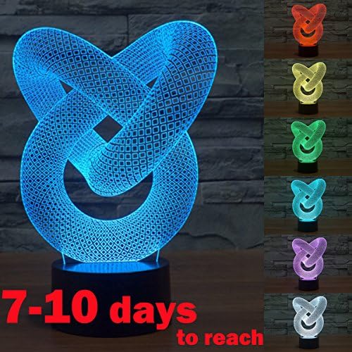 XJCGS Abstract Twisted 3D Night Light Touch Table Desk Lamps, 7 Color Changing Lights Children Room Decorative Night Light with Acrylic Flat &amp; ABS Base &amp; USB Charger