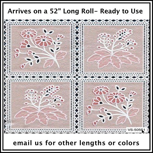 #R505 Decorative Vinyl lace Table Toppers on a Rolls, each roll is 52"x 11 Yards (396 Inches). Easy to Cut to Size for Tablecloths, Runners, Place Mats or other decor ideas. Arrives READY TO USE.