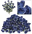 SIX pieces of 18" Long Stem Artificial Rose Bud Bushes Dark Blue